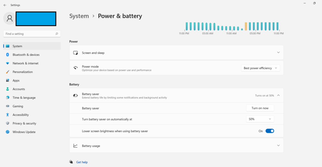 Battery Saver mode in Windows 11
