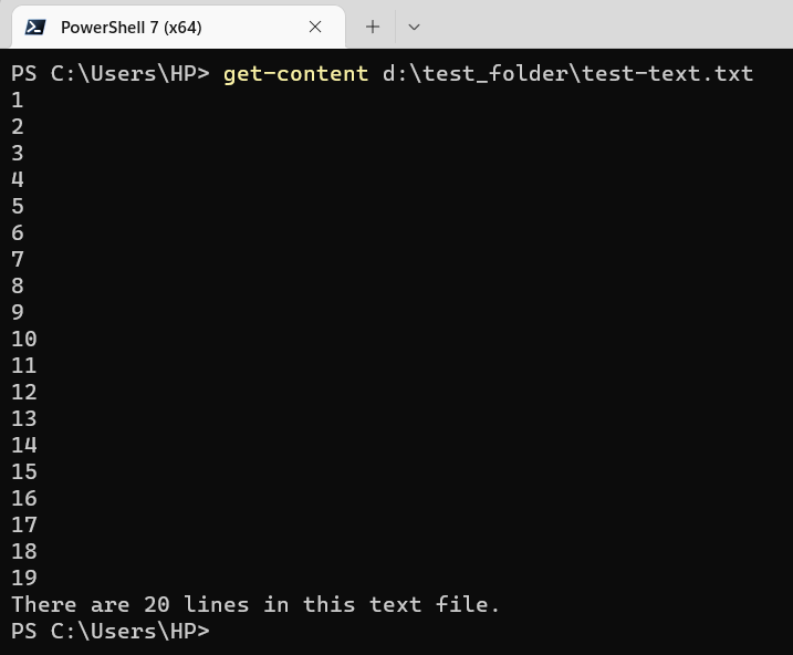 Get-content cmdlet to read text from a file